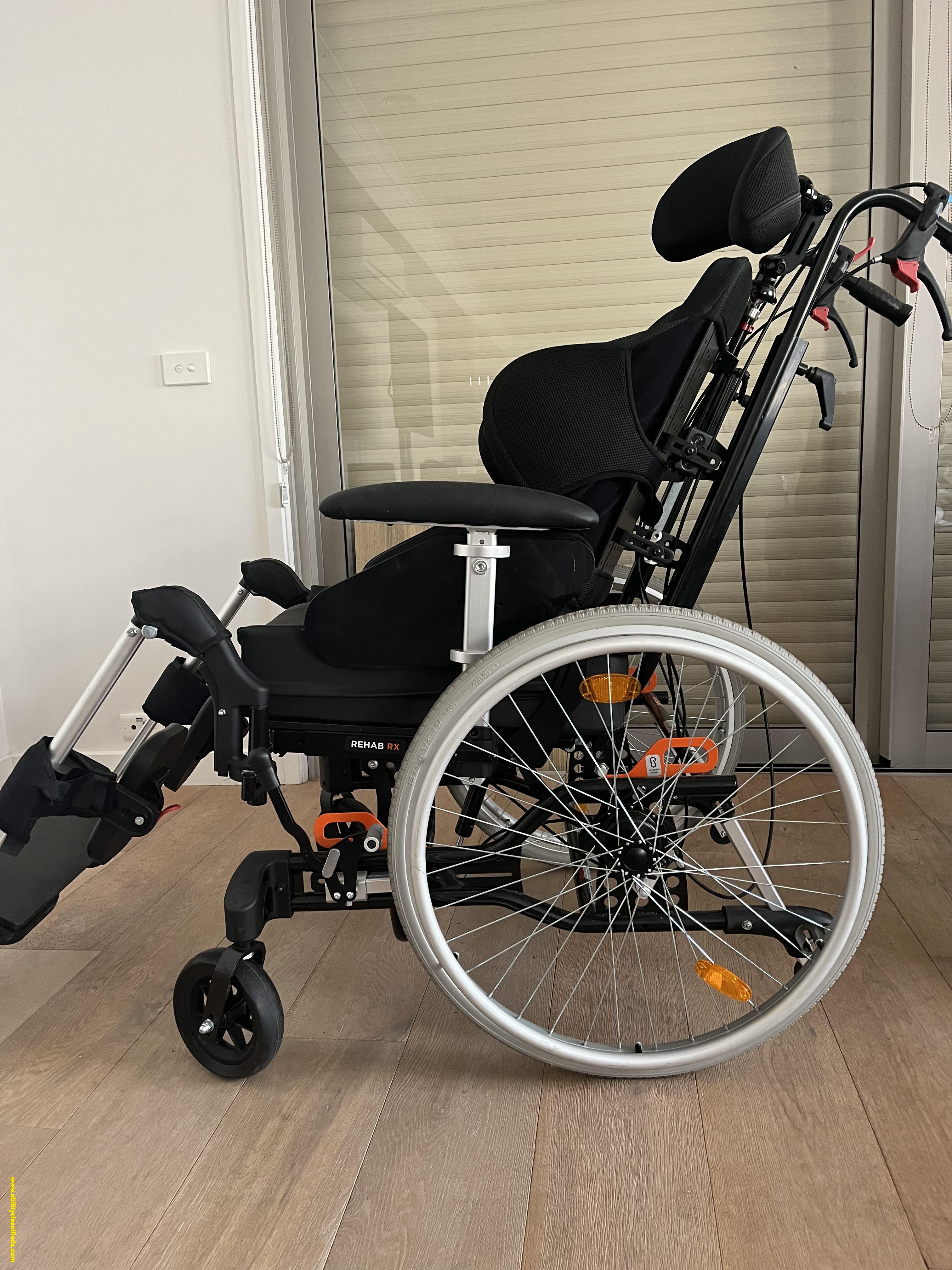 Aspire Rehab RX Tilt in Space manual wheelchair (20x20) with elevating leg rests Spex Mantaray backrest & mounting hardware